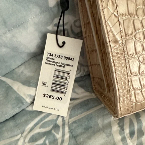 Brahmin Metallic Gold Croc-Embossed Crossbody Bag NWT - Picture 2 of 7